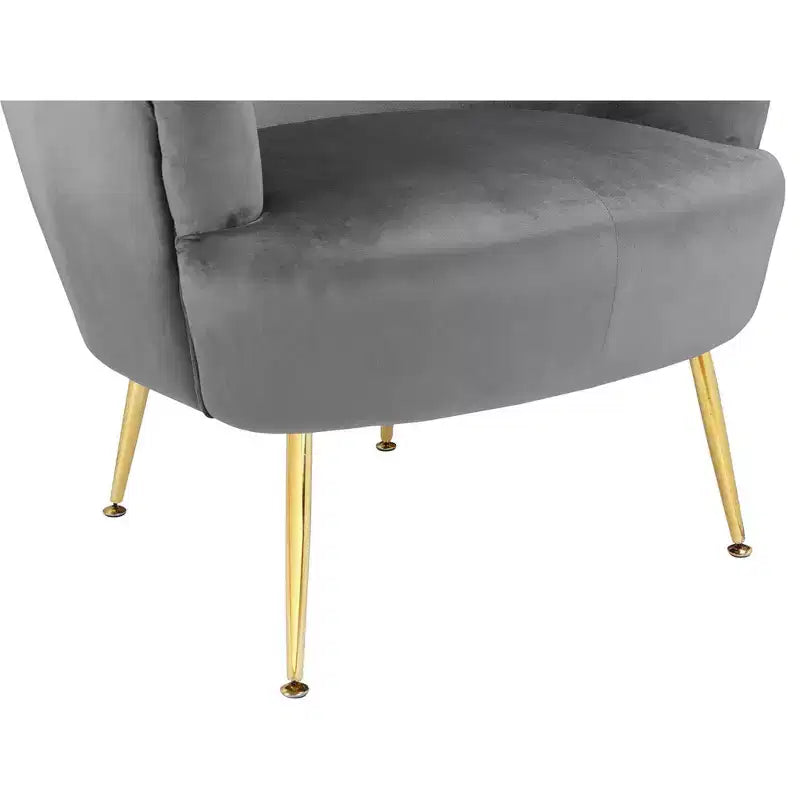 Poltrona singola in cotone color avorio con gambe dorate