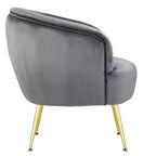 Poltrona singola in cotone color avorio con gambe dorate