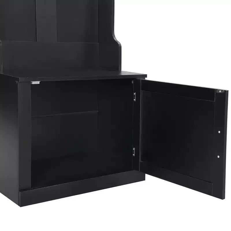 Appendiabiti da ingresso bianco minimalista con panca e mobile contenitore, 6 ganci, 1 persona