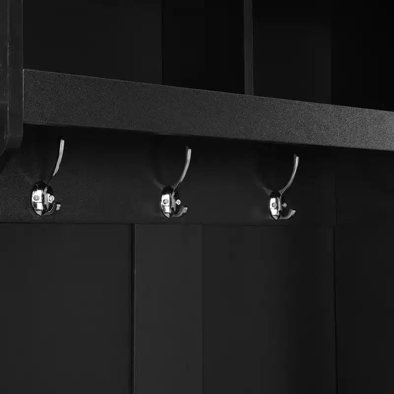 Appendiabiti da ingresso bianco minimalista con panca e mobile contenitore, 6 ganci, 1 persona